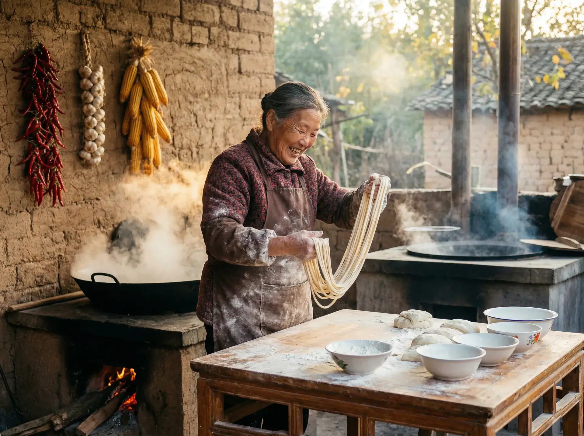农家大嫂手擀面 - 日产精品一线二线三线 乡村美食